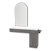 Nova Combo Wall Mount Styling Station with Side-Mount Appliance Holder, Solid Surface Countertop, and Black Arch Paloma Mirror - Kaemark