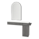 Nova Combo Wall Mount Styling Station with Side-Mount Appliance Holder, Solid Surface Countertop, and Black Arch Paloma Mirror - Kaemark