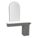 Nova Combo Wall Mount Styling Station with Side-Mount Appliance Holder, Solid Surface Countertop, and Black Arch Paloma Mirror - Kaemark