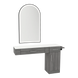 Nova Combo Wall Mount Styling Station with Side-Mount Appliance Holder, Solid Surface Countertop, and Black Arch Paloma Mirror - Kaemark
