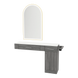 Nova Combo Wall Mount Styling Station with Side-Mount Appliance Holder, Solid Surface Countertop, and Gold Arch Paloma Mirror - Kaemark