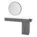 Nova Combo Wall Mount Styling Station with Side-Mount Appliance Holder, Solid Surface Countertop, and Black Round Westin Mirror - Kaemark