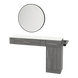 Nova Combo Wall Mount Styling Station with Side-Mount Appliance Holder, Solid Surface Countertop, and Black Round Westin Mirror - Kaemark