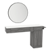 Nova Combo Wall Mount Styling Station with Side-Mount Appliance Holder, Solid Surface Countertop, and Black Round Westin Mirror - Kaemark