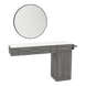 Nova Combo Wall Mount Styling Station with Side-Mount Appliance Holder, Solid Surface Countertop, and Black Round Westin Mirror - Kaemark