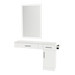 Nova Combo Wall Mount Styling Station with Side-Mount Appliance Holder, Solid Surface Countertop, and Silver Rectangle Glo Mirror - Kaemark