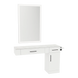 Nova Combo Wall Mount Styling Station with Side-Mount Appliance Holder, Solid Surface Countertop, and Silver Rectangle Glo Mirror - Kaemark