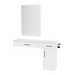 Nova Combo Wall Mount Styling Station with Side-Mount Appliance Holder, Solid Surface Countertop, and White Rectangle Illuminate Back Lit Mirror - Kaemark