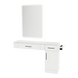 Nova Combo Wall Mount Styling Station with Side-Mount Appliance Holder, Solid Surface Countertop, and White Rectangle Illuminate Back Lit Mirror - Kaemark