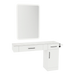 Nova Combo Wall Mount Styling Station with Side-Mount Appliance Holder, Solid Surface Countertop, and White Rectangle Illuminate Back Lit Mirror - Kaemark
