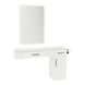 Nova Combo Wall Mount Styling Station with Side-Mount Appliance Holder, Solid Surface Countertop, and White Rectangle Illuminate Back Lit Mirror - Kaemark