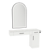 Nova Combo Wall Mount Styling Station with Side-Mount Appliance Holder, Solid Surface Countertop, and Black Arch Paloma Mirror - Kaemark