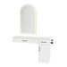 Nova Combo Wall Mount Styling Station with Side-Mount Appliance Holder, Solid Surface Countertop, and Gold Arch Paloma Mirror - Kaemark