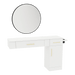 Nova Combo Wall Mount Styling Station with Side-Mount Appliance Holder, Solid Surface Countertop, and Black Round Westin Mirror - Kaemark