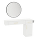 Nova Combo Wall Mount Styling Station with Side-Mount Appliance Holder, Solid Surface Countertop, and Black Round Westin Mirror - Kaemark