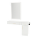 Nova Combo Wall Mount Styling Station with Side-Mount Appliance Holder, Solid Surface Countertop, and Silver Rectangle Glo Mirror - Kaemark