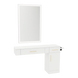 Nova Combo Wall Mount Styling Station with Side-Mount Appliance Holder, Solid Surface Countertop, and Silver Rectangle Glo Mirror - Kaemark