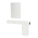 Nova Combo Wall Mount Styling Station with Side-Mount Appliance Holder, Solid Surface Countertop, and White Rectangle Illuminate Back Lit Mirror - Kaemark