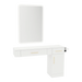 Nova Combo Wall Mount Styling Station with Side-Mount Appliance Holder, Solid Surface Countertop, and White Rectangle Illuminate Back Lit Mirror - Kaemark