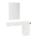 Nova Combo Wall Mount Styling Station with Side-Mount Appliance Holder, Solid Surface Countertop, and White Rectangle Illuminate Back Lit Mirror - Kaemark