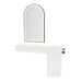 Nova Combo Wall Mount Styling Station with Side-Mount Appliance Holder, Solid Surface Countertop, and Black Arch Paloma Mirror - Kaemark
