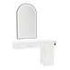 Nova Combo Wall Mount Styling Station with Side-Mount Appliance Holder, Solid Surface Countertop, and Black Arch Paloma Mirror - Kaemark