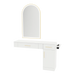 Nova Combo Wall Mount Styling Station with Side-Mount Appliance Holder, Solid Surface Countertop, and Gold Arch Paloma Mirror - Kaemark