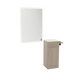 Nova Tower Free Standing Styling Station with Side-Mount Appliance Holder, Solid Surface Countertop, and White Rectangle Illuminate Back Lit Mirror - Kaemark