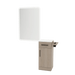 Nova Tower Free Standing Styling Station with Side-Mount Appliance Holder, Solid Surface Countertop, and White Rectangle Illuminate Back Lit Mirror - Kaemark
