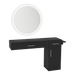 Nova Combo Wall Mount Styling Station with Side-Mount Appliance Holder and Silver Round Glo Mirror - Kaemark