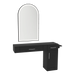 Nova Combo Wall Mount Styling Station with Side-Mount Appliance Holder and Black Arch Paloma Mirror - Kaemark