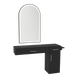 Nova Combo Wall Mount Styling Station with Side-Mount Appliance Holder and Black Arch Paloma Mirror - Kaemark