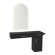 Nova Combo Wall Mount Styling Station with Side-Mount Appliance Holder and Gold Arch Paloma Mirror - Kaemark