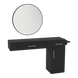 Nova Combo Wall Mount Styling Station with Side-Mount Appliance Holder and Black Round Westin Mirror - Kaemark
