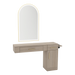 Nova Combo Wall Mount Styling Station with Side-Mount Appliance Holder and Gold Arch Paloma Mirror - Kaemark