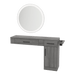 Nova Combo Wall Mount Styling Station with Side-Mount Appliance Holder and Silver Round Glo Mirror - Kaemark