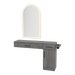 Nova Combo Wall Mount Styling Station with Side-Mount Appliance Holder and Gold Arch Paloma Mirror - Kaemark