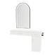 Nova Combo Wall Mount Styling Station with Side-Mount Appliance Holder and Black Arch Paloma Mirror - Kaemark