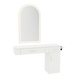 Nova Combo Wall Mount Styling Station with Side-Mount Appliance Holder and Gold Arch Paloma Mirror - Kaemark