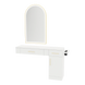 Nova Combo Wall Mount Styling Station with Side-Mount Appliance Holder and Gold Arch Paloma Mirror - Kaemark
