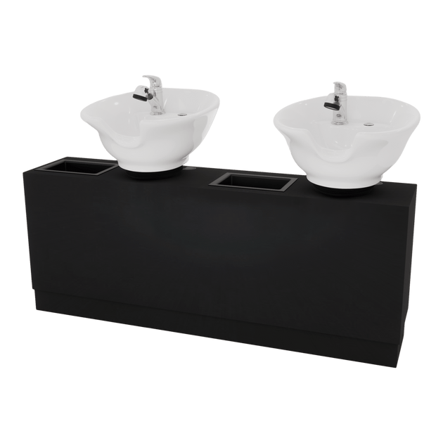 Rococo Double Shampoo Cabinet with Bottle Wells and Tilt Bowls - Kaemark