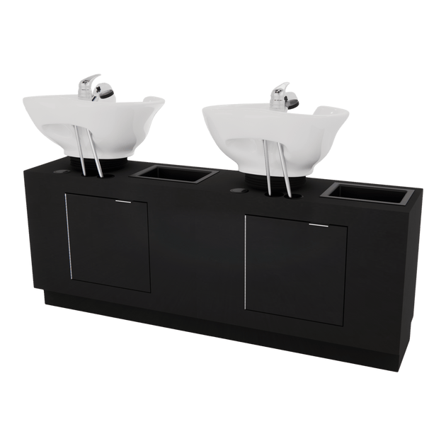 Rococo Double Shampoo Cabinet with Bottle Wells and Tilt Bowls - Kaemark