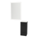 Rococo Mobile Styling Station with Tilt-out Appliance Holder, Solid Surface Countertop, and Silver Rectangle Glo Mirror - Kaemark