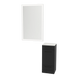 Rococo Mobile Styling Station with Tilt-out Appliance Holder, Solid Surface Countertop, and Silver Rectangle Glo Mirror - Kaemark