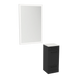 Rococo Mobile Styling Station with Tilt-out Appliance Holder, Solid Surface Countertop, and Silver Rectangle Glo Mirror - Kaemark