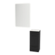 Rococo Mobile Styling Station with Tilt-out Appliance Holder, Solid Surface Countertop, and White Rectangle Illuminate Back Lit Mirror - Kaemark