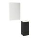 Rococo Mobile Styling Station with Tilt-out Appliance Holder, Solid Surface Countertop, and White Rectangle Illuminate Back Lit Mirror - Kaemark