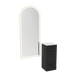 Rococo Mobile Styling Station with Tilt-out Appliance Holder, Solid Surface Countertop, and Gold Full-Length Arch Paloma Mirror - Kaemark