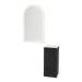 Rococo Mobile Styling Station with Tilt-out Appliance Holder, Solid Surface Countertop, and Gold Arch Paloma Mirror - Kaemark