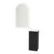 Rococo Mobile Styling Station with Tilt-out Appliance Holder, Solid Surface Countertop, and Gold Arch Paloma Mirror - Kaemark